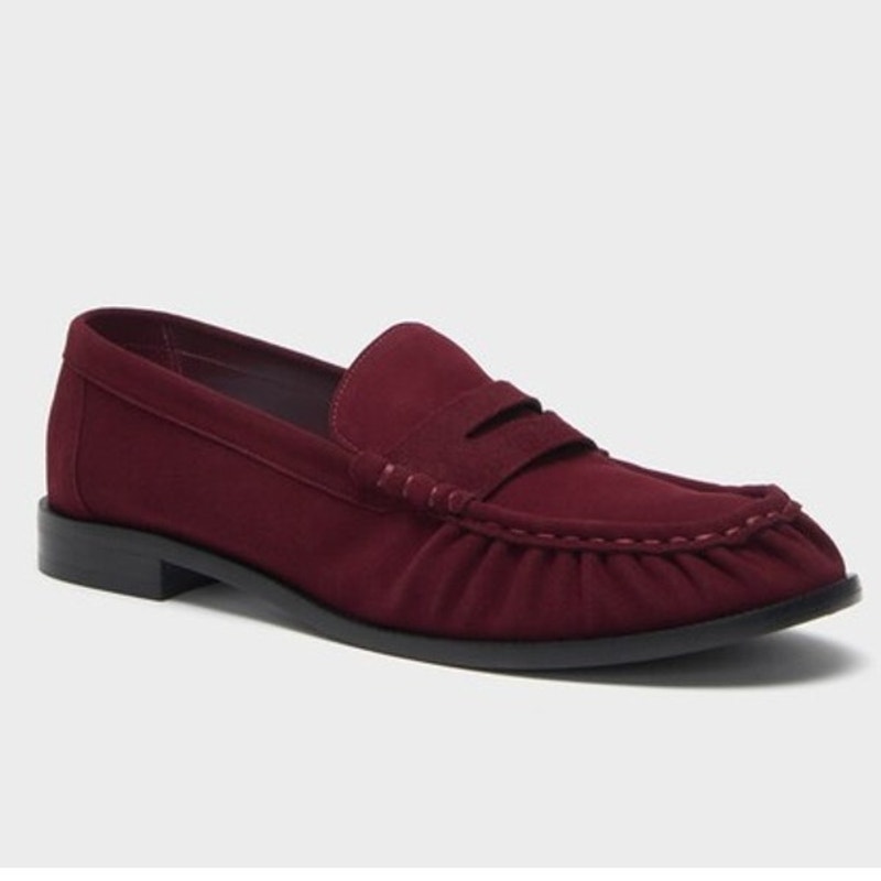 Nwt Schutz Vino Tyche Suede Slip On Penny Loafers Flat Burgundy Women's Size 6b